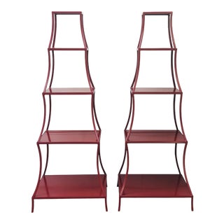 20th Century Chinese Red Pagoda Shelves - a Pair For Sale