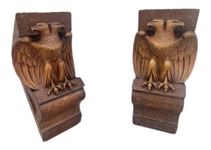 Antique Architectural Salvage Eagle Corbel - Pair