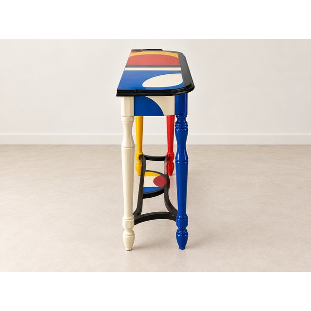 1960s 1960s One-of-a-Kind Hand-Painted Bauhaus-Inspired Console Table For Sale - Image 5 of 5