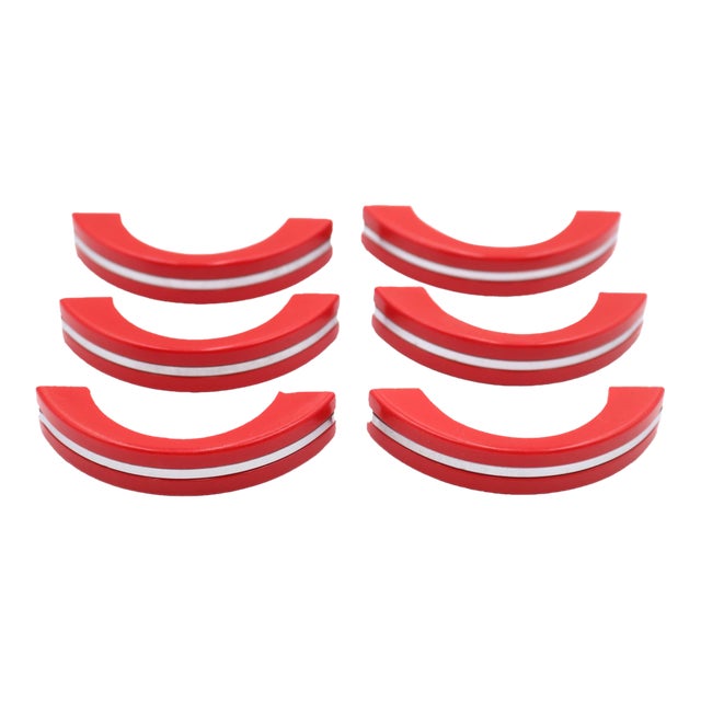 Set of Vintage 3 In. Red Plastic Art Deco Drawer Pulls For Sale