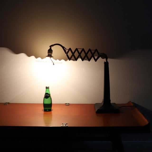 1920s Mexican Industrial Scissor Table Lamp For Sale - Image 16 of 17