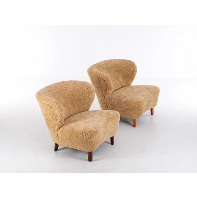 Animal Skin Set of Easy Chairs by Ab Erik Eks Carpentry Factory, 1940s For Sale - Image 7 of 9