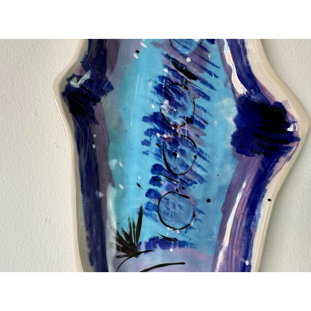1980's Vintage Handmade and Painted Ceramic Fish Wall Art Hanging Plaque For Sale - Image 4 of 9