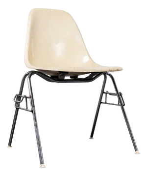 DSS Stacking Off White Fibreglass Dining Chair, 1960s
