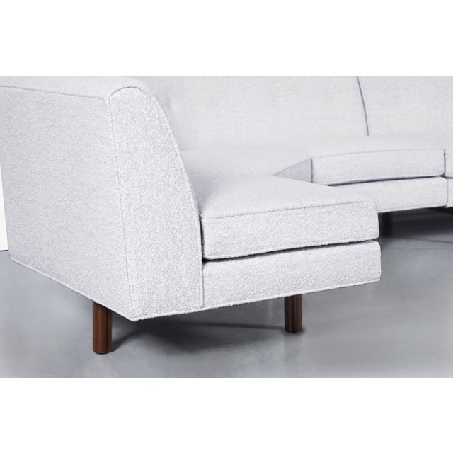 Off-white Mid-Century Walnut Sectional Sofa W/ Ottoman by Edward Wormley for Dunbar For Sale - Image 8 of 14