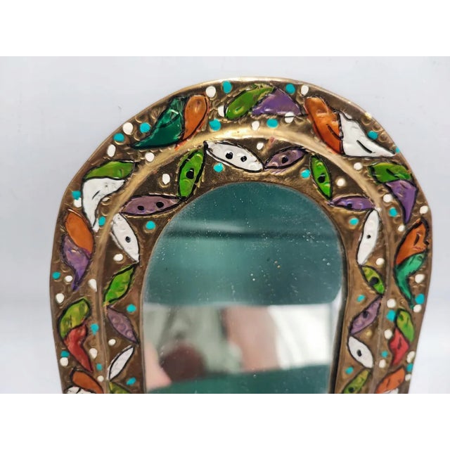 Metal Art Deco Brass Mirror, 1920s For Sale - Image 7 of 8