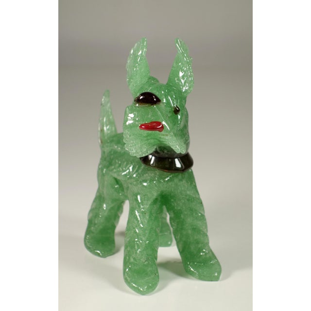 Art Deco Italian Pulegoso Green Murano Glass Terrier Dog Animal, 1930s For Sale - Image 6 of 10