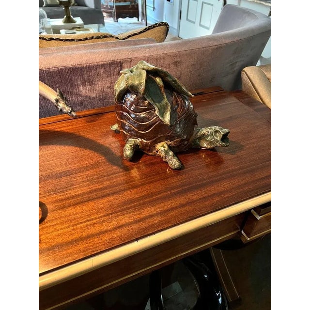 Terracotta Studio Pottery Turtle Doorstop Sculpture For Sale - Image 9 of 10