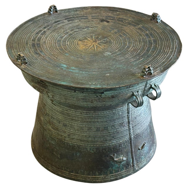 Mid 20th Century Early Southeast Asian Bronze Drum Table with Beautiful Patina For Sale - Image 10 of 18