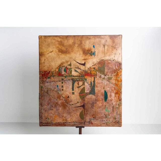 Joe Downing Mixed Media Rawhide Painting This stunning mixed media artwork features overlapping rawhide secured with...