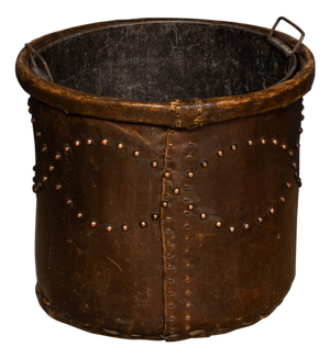 Antique Edwardian Vellum Clad Metal Lined Log Bucket, 1910