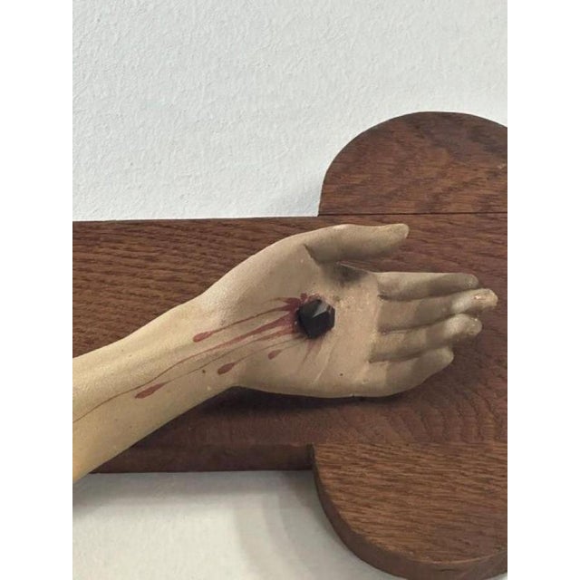Antique Polychrome Wooden Crucifix, 1890s For Sale - Image 16 of 18