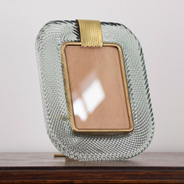 Metal Murano Glass and Twisted Brass Picture Frame, Italy, 1990s For Sale - Image 7 of 12