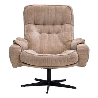 Danish Swivel Armchair in Beige Furniture Fabric, 1970s For Sale