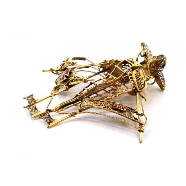 Small Silver Caravel with Gilded Filigree For Sale - Image 5 of 9