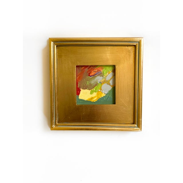 Two original mini paintings by Jessalin Beutler in a set with matching gold frames. Artwork is mixed media on canvas...