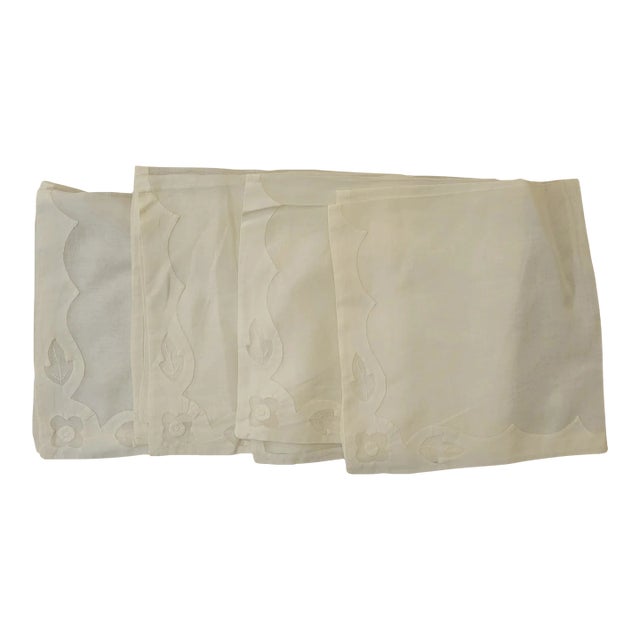 1980s Floral Appliqué Napkins- Set of 4 For Sale