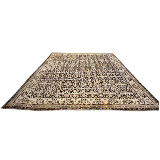 Condition: Antique Circa: 1900s Origin: India Design: Agra Actual Size: 11'9" X 14'4" Thickness: 1/2" Color: Brown, Ivory,...
