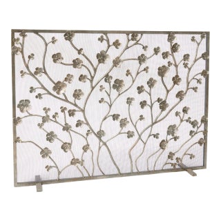 Aged Silver Primrose Garden Fireplace Screen For Sale