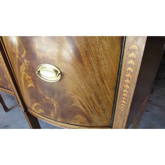 1980s Thomasville Federal Sideboard Mahogany Brass Gallery For Sale - Image 12 of 14