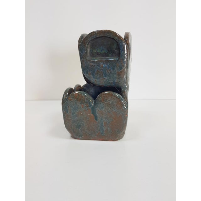 Brutalist Green Glazed Ceramic Flowerpot, 1960s For Sale - Image 6 of 8
