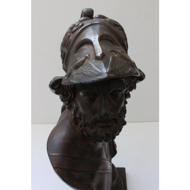 This stylish, late grand-tour bust of King Menelaus is fabricated in solid cast plaster, that has a hand applied faux...