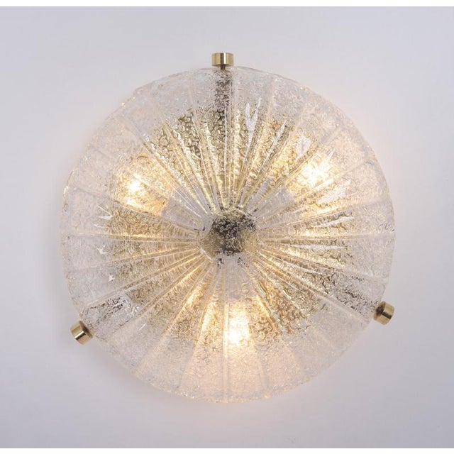 Small Brass and Murano Glass Flush Mount attributed to Hillebrand, Germany, 1970s For Sale - Image 12 of 14