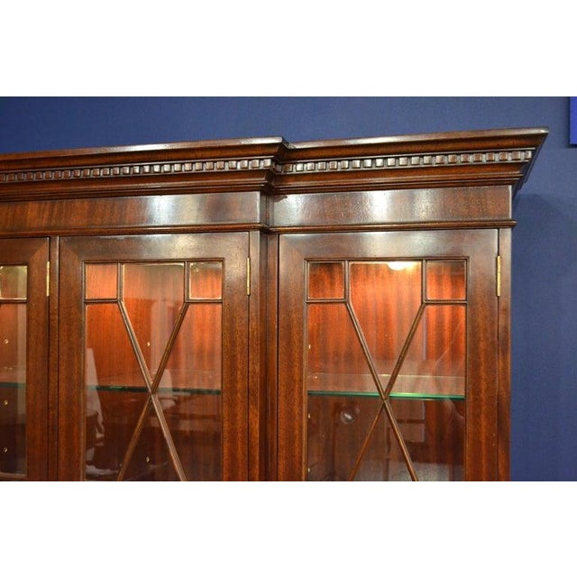 Brown Four Door Traditional Georgian Mahogany Breakfront China Cabinet/Bookcase by Leighton Hall For Sale - Image 8 of 9