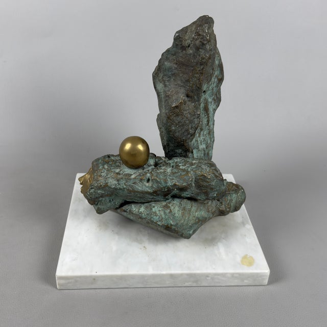 Mario Apuzzo, Abstract Face, Bronze on Marble Base, 1979 For Sale - Image 4 of 16