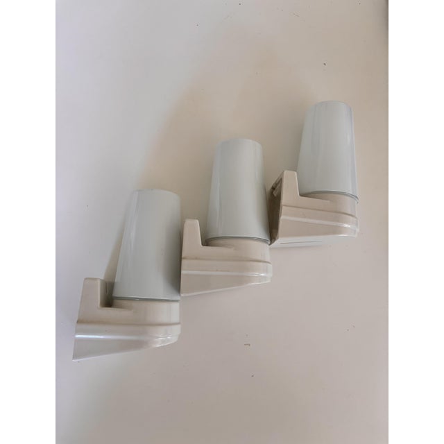 Mid-Century Modern White Porcelain & Opaline Glass Model 6080 Wall Lights by Sigvard Bernadotte for Ifö, 1960s, Set of 3 For Sale - Image 3 of 11