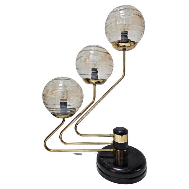 Mid-Century Modern 3-Arm Table Lamp in Black and Gold by Goffredo Reggiani, Yugoslavia, 1960s For Sale - Image 12 of 12