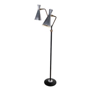 Mid Century Two Light Gooseneck Floor Lamp C 1950’s For Sale