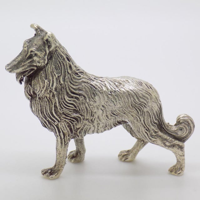 Vintage Italian Handmade Silver Large Collie Dog Figurine, Florence, 1970s For Sale - Image 4 of 13