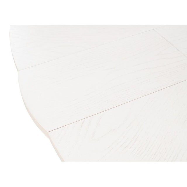 White Transitional Round Dining Table, Medium - White Oak With Iron Pedestal For Sale - Image 8 of 11