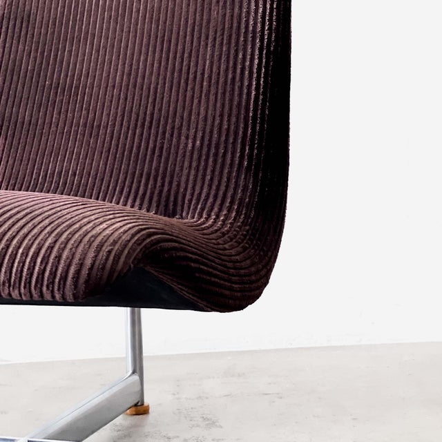 Mid-Century Modern Corduroy and Chrome Lounge Chair attributed to Kho Liang Ie, Netherlands, 1975 For Sale - Image 10 of 12