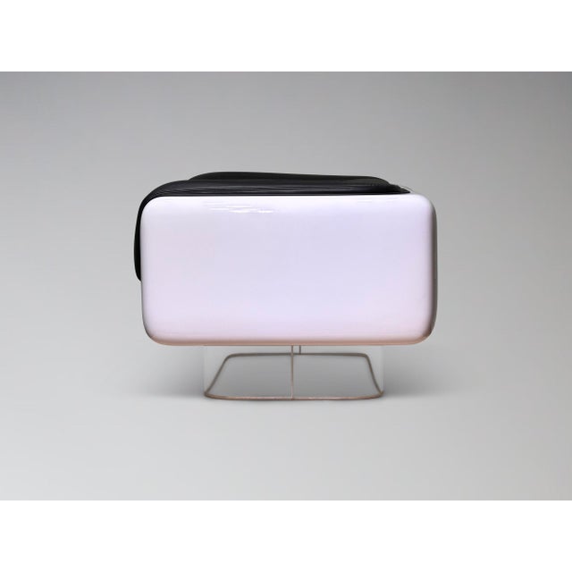 Mid-Century Modern Restored William Andrus Steelcase Fiberglass Lounge Chair Black Leather Lucite Base For Sale - Image 3 of 11