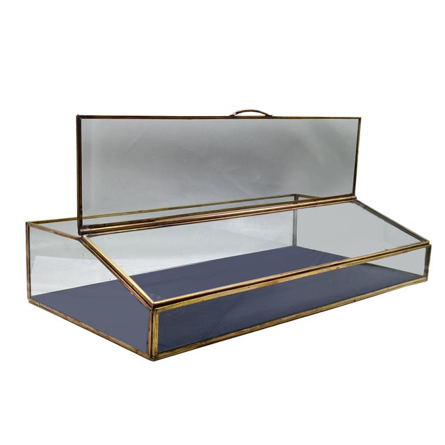 Brass and Glass Table Display Vitrine, 1950s For Sale - Image 4 of 7
