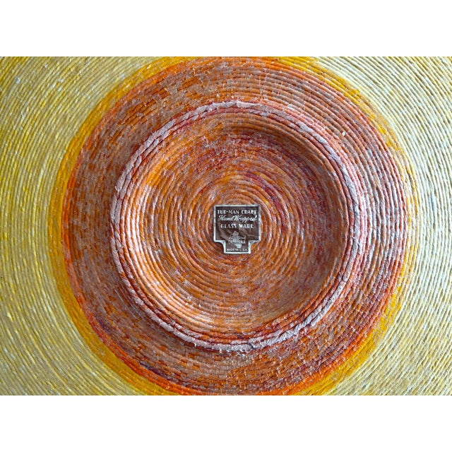 Mid 20th Century Vintage Tur-Man Craft California Hand-Wrapped Glass Floral Platter For Sale - Image 5 of 8