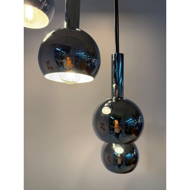 Silver 7-Light Chrome Cascade Lamp by Richard Essig, 1970s For Sale - Image 8 of 11