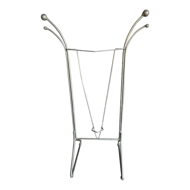 Vintage French Machine Age Valet Metal Stand Ball Feet Atomic Design For Sale