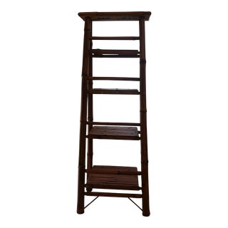 Vintage Hand Crafted Bamboo Five Tier Ladder Stand For Sale