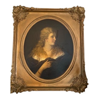 Antique Oil on Canvas Spatal Gilt Frame, Vienna, Signed 1870 For Sale