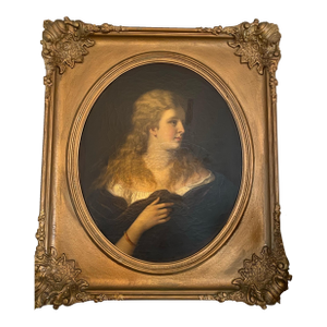 Antique Oil on Canvas Spatal Gilt Frame, Vienna, Signed 1870