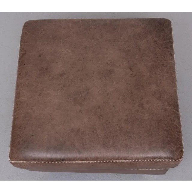 Stich Leather Ottoman, 1970s For Sale - Image 6 of 9