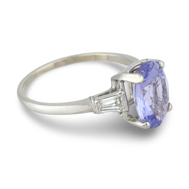 Mid 20th Century Gia 3.05 Carat No Heat Purple Sapphire Diamond Ring, Size 7 For Sale - Image 4 of 7