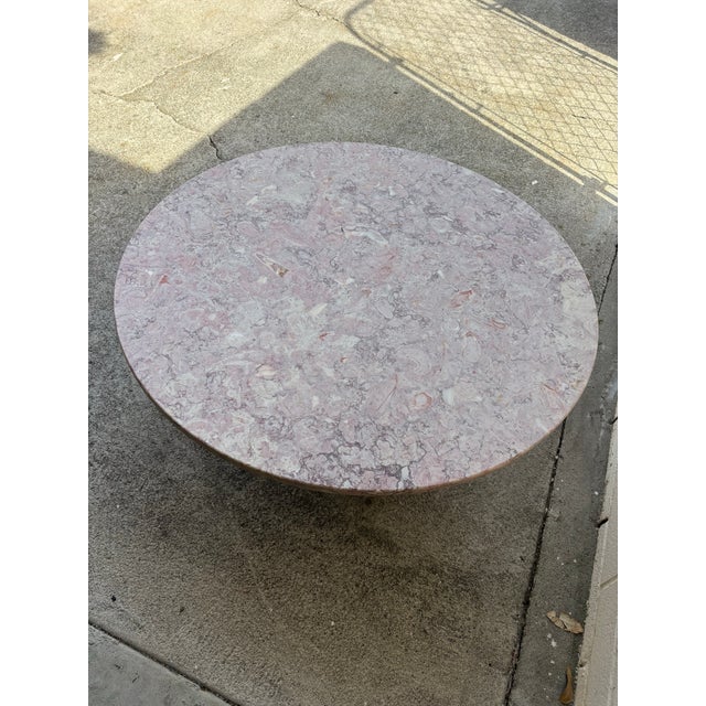 Vintage Hekman Mid-Century Modern Pink Marble Top Coffee Table For Sale - Image 9 of 10