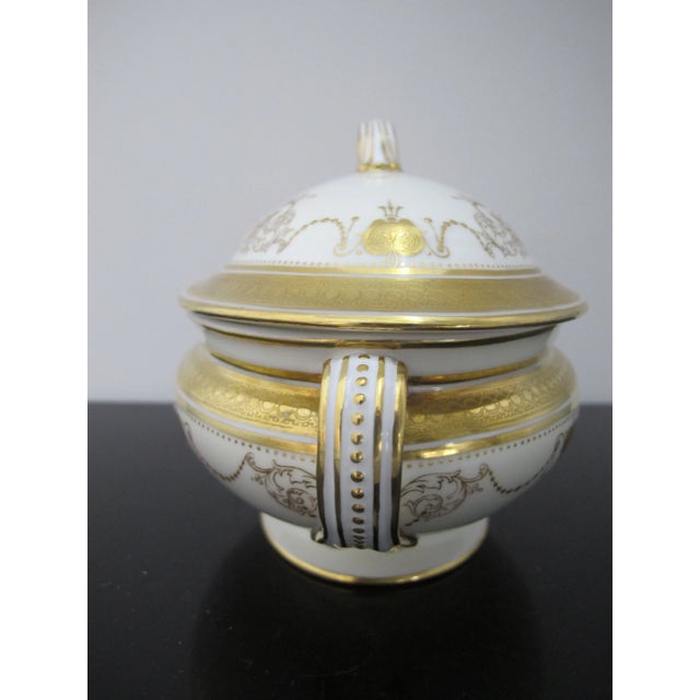 Early 20th Century Minton Burley Gilt Garland Lamp Scroll Gravy Sauce Serving Tureen With Lid For Sale - Image 5 of 11