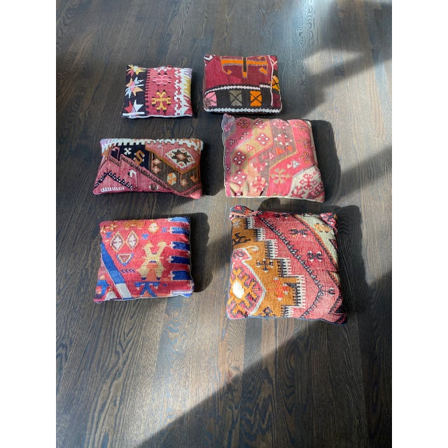 Vintage Kilim pillow made of sections of vintage rug. Earth tones. Warm and elegant.