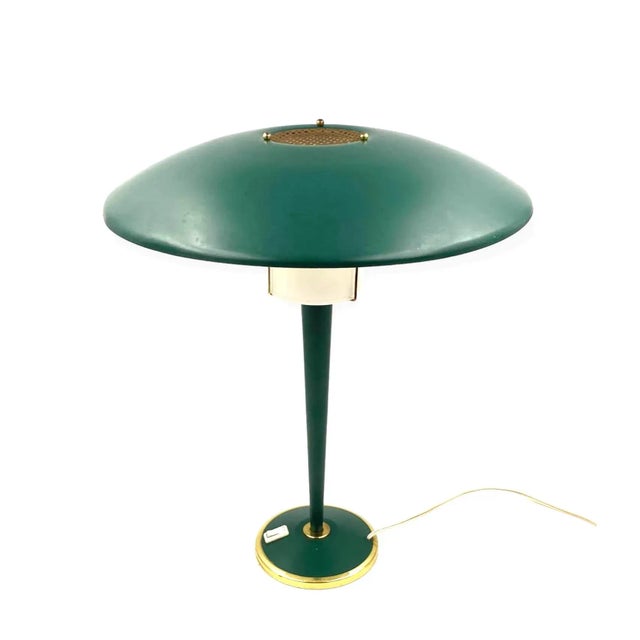 1960s Modernist Petrol Green Table Lamp, France 1960s For Sale - Image 5 of 5