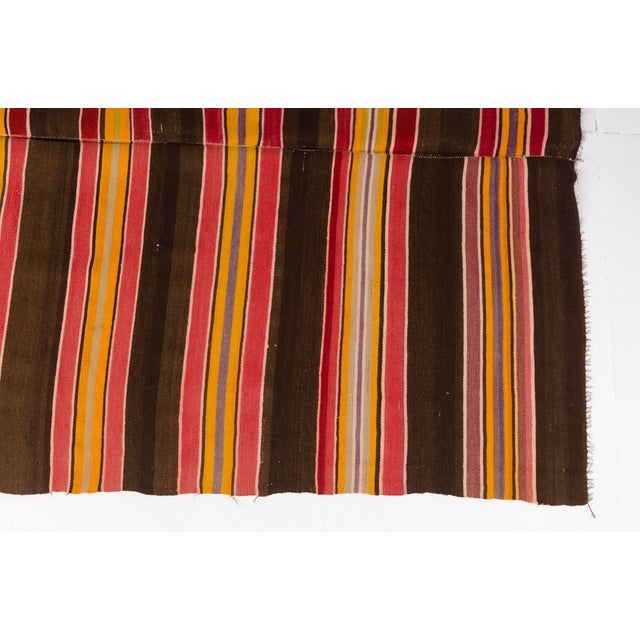 Mid 20th Century Handwoven Striped Boho Area Rug For Sale - Image 9 of 10